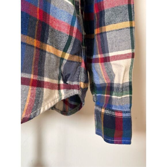 American Eagle Shirt Mens Blue Red Tan Plaid Long Sleeve Button Up Sz Medium - Picture 4 of 6